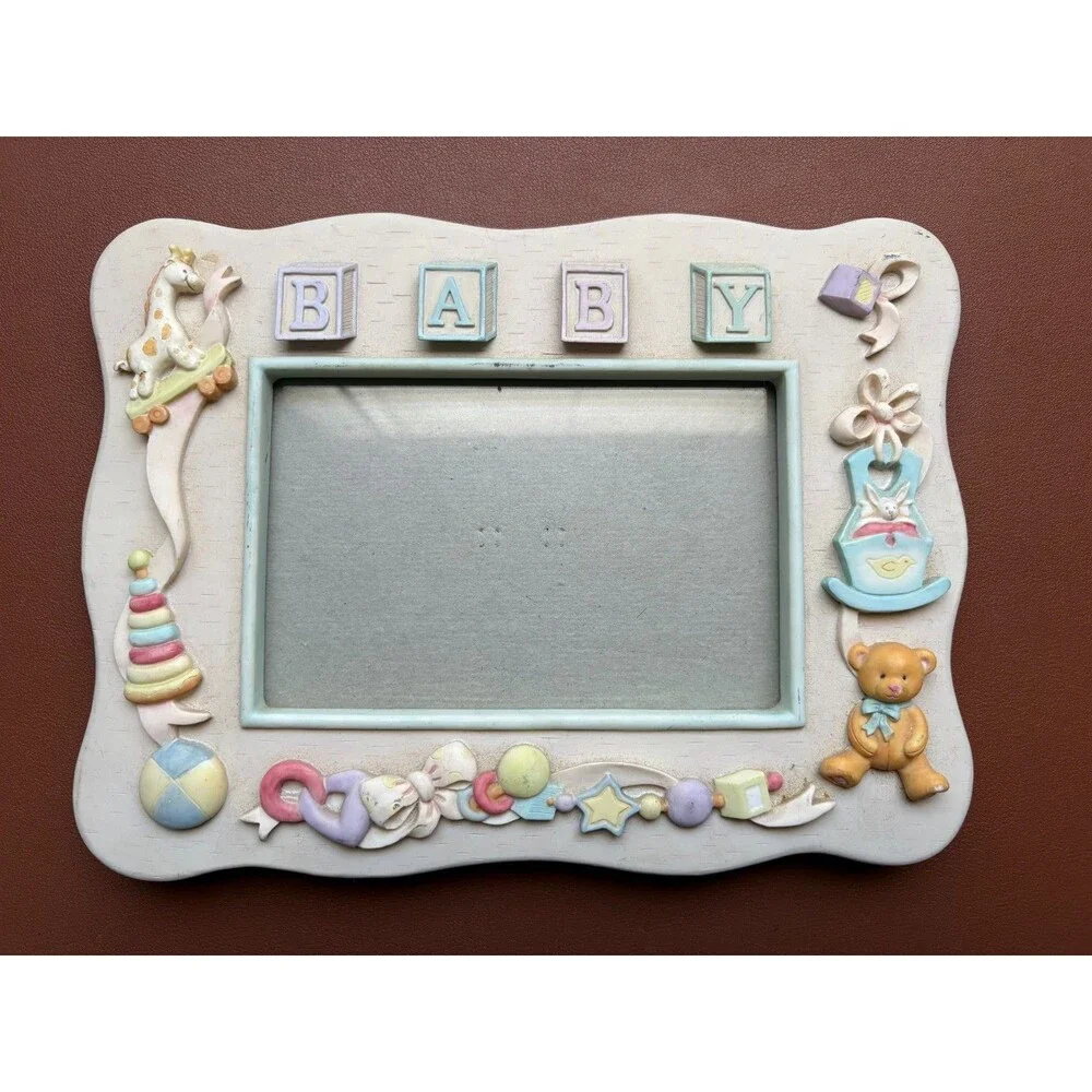 Vintage Russ Berrie & Co, Inc 3D Baby Block Letters Photo Frame Nursery Gift